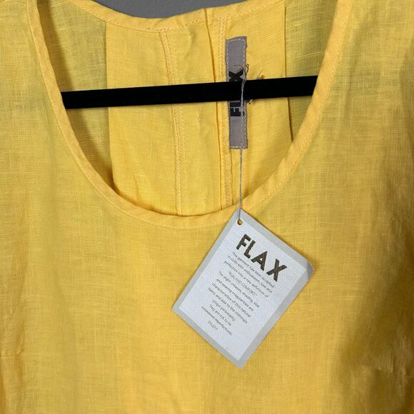 Flax top medium linen pullover yellow tunic NWT office lagenlook - Picture 10 of 14